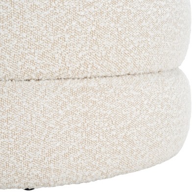 Light Beige Tufted Round Boucle Ottoman
