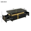 QingMoon Marble Coffee Table, Modern Rectangle Center Table with 2 Storage Drawers, Caster Wheels and Gold Metal Bars for Living Room, Office - 4 of 4