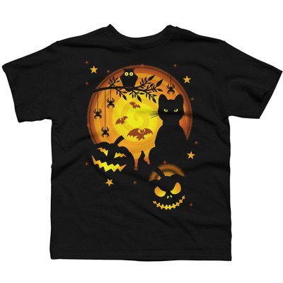 Boy's Design By Humans Halloween Kitty By artizan16 T-Shirt