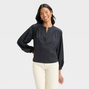Women's Long Sleeve Popover Blouse - Universal Thread™ - 1 of 3