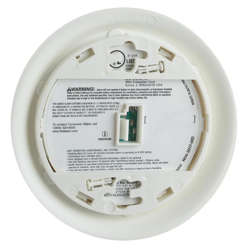 First Alert SAION Battery Powered Smoke Alarm with Hush Button, 6 of 7