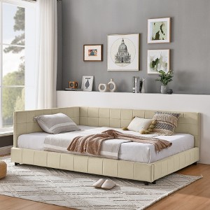 YONWAY Full Size Velvet Upholstered Sofa Day Bed Frame Has A Backrest And A Unique Armrest For Bedroom, Living Room No Box Spring Needed - 1 of 4