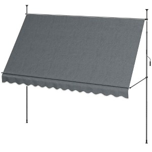 Resenkos Patio Awning, Outdoor Sun Shade Shelter Cover Awnings,11.5' x 4' Manual Retractable Awning, Non-Screw Patio Awning, UV Resistant, Dark Gray - 1 of 4