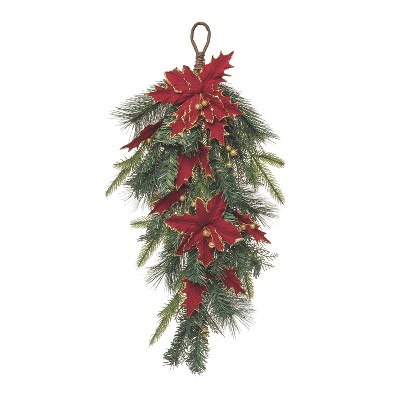 Transpac Artificial 26 in. Multicolor Christmas Gilded Poinsettia Teardrop