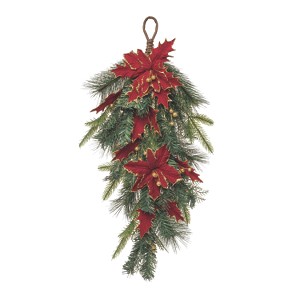 Transpac Artificial 26 in. Multicolor Christmas Gilded Poinsettia Teardrop - 1 of 4