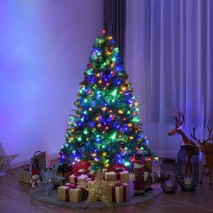 Costway 4/5/6/7/8/9 Ft Pre-Lit Artificial Christmas Tree Hinged 100/150/350/500/750/1000 LED Lights - 1 of 4
