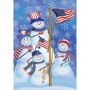 Briarwood Lane Patriotic Snowmen Winter Garden Flag American Flag Snowman Family 18" x 12.5" - 1 of 4