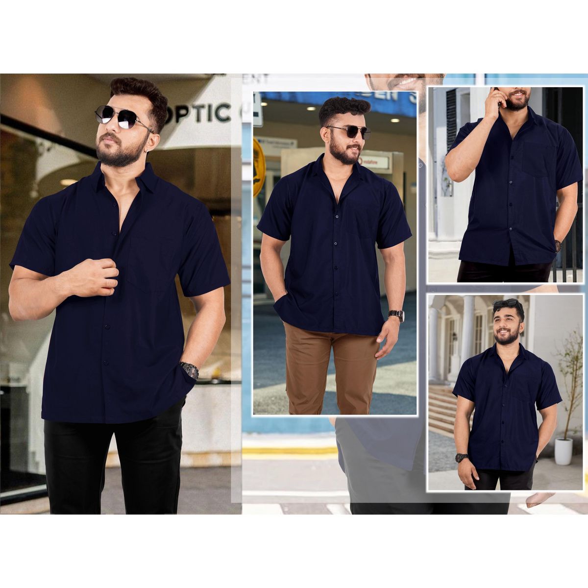 HAPPY BAY Men's Short Sleeve Button Down Casual Collar Summer Beach Shirts Business Shirts for Men Vacation Solid Shirts with Pocket 7XL Blue,Solid - thumbnail 9