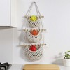 Anna-Kaci 3-Tier Woven Hanging Storage Baskets with Wooden Rods and Rope Hanger - Beige - 3 of 3