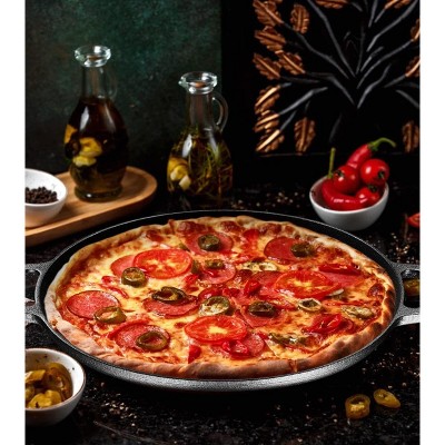Black Cast Iron 12-Inch Skillet Pan with Dual Handles