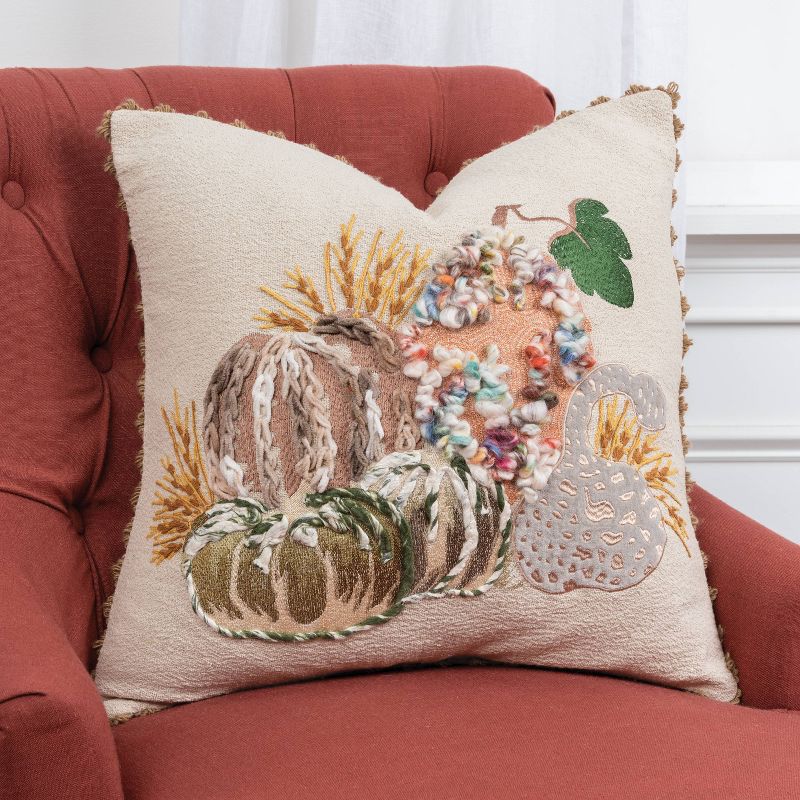 20&#34;x20&#34; Oversize Gourds Square Throw Pillow Cover Beige - Rizzy Home, 3 of 10