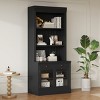 Tall Bookcase with Drawer and Glass Doors, Freestanding MDF Bookcase with Open Shelves for Living Room, 83.4 in Tall-3irtyhousy - 2 of 4