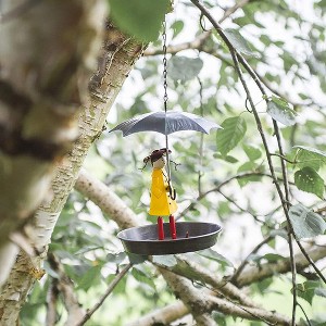 Creative Hanging Bird Feeder Girl With Umbrella Tray Outdoor Garden Yard Decoration - 1 of 4