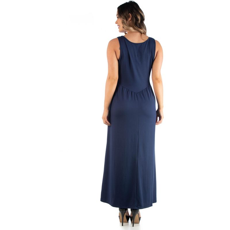 24seven Comfort Apparel Maxi Plus Size Sleeveless Dress with Pockets, 3 of 5