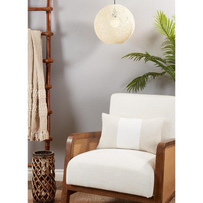 Natural Cotton Banded Throw Pillow with Zipper Closure