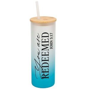 Elanze Designs You Are Redeemed Vertical Walk in Faith Wrap-Around Design 25 Ounce Frosted Gradient Glass On-The-Go Coffee Travel Skinny Tumbler Mug - 1 of 1
