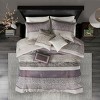 Kumasinova 7Pcs Luxurious Jacquard Comforter Set with Shams,Decor Pillows&Bed Skirt,Transitional Style Bedding Set,Machine Washable,Navy - 2 of 4