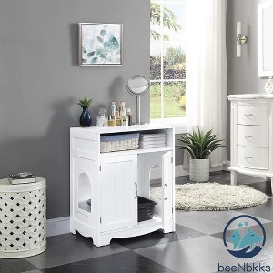 unipaws Cat Washroom Litter Box Enclosure – Hidden Cat House with Storage Shelf & 2 Doors - 1 of 1