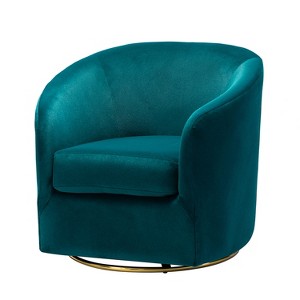 Amarante Comfy Velvet Swivel Chair for Bedroom with Metal Base | Karat Home-TEAL - 1 of 4