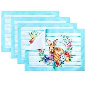 The Lakeside Collection Bunny & Wreath Placemats and Runner - Set of 4 Placemats - 1 of 3