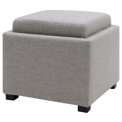 New Pacific Direct Cameron Square Fabric Storage Ottoman with Tray