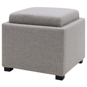 New Pacific Direct Cameron Square Fabric Storage Ottoman with Tray - 1 of 4