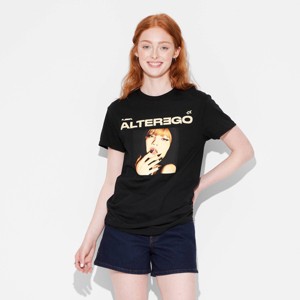 Women's Lisa Alter Ego KPOP Short Sleeve Oversized Graphic T-Shirt - Black - 1 of 3