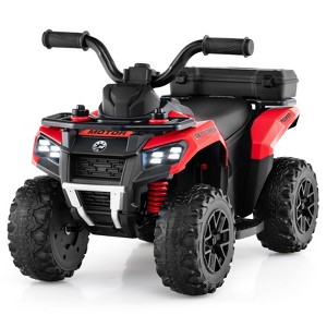 Costway 6V Toddler Ride On Electric Car ATV with Lights & Music & USB Port Storage Box Toy Car Red/Blue/Khaki/Green/Pink - 1 of 4