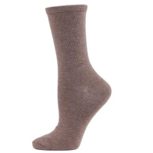 Memoi Women's Solid Soft Flat Knit Cashmere Blend Crew Sock - 1 of 3