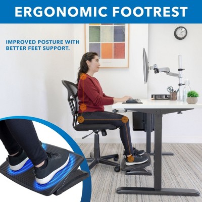 Black Adjustable Ergonomic Under Desk Footrest with Massaging Surface