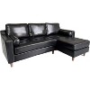 1 PVC+iron+cloth strap armrests, two brackets, wooden frame, sofa bed, dark brown - 3 of 4