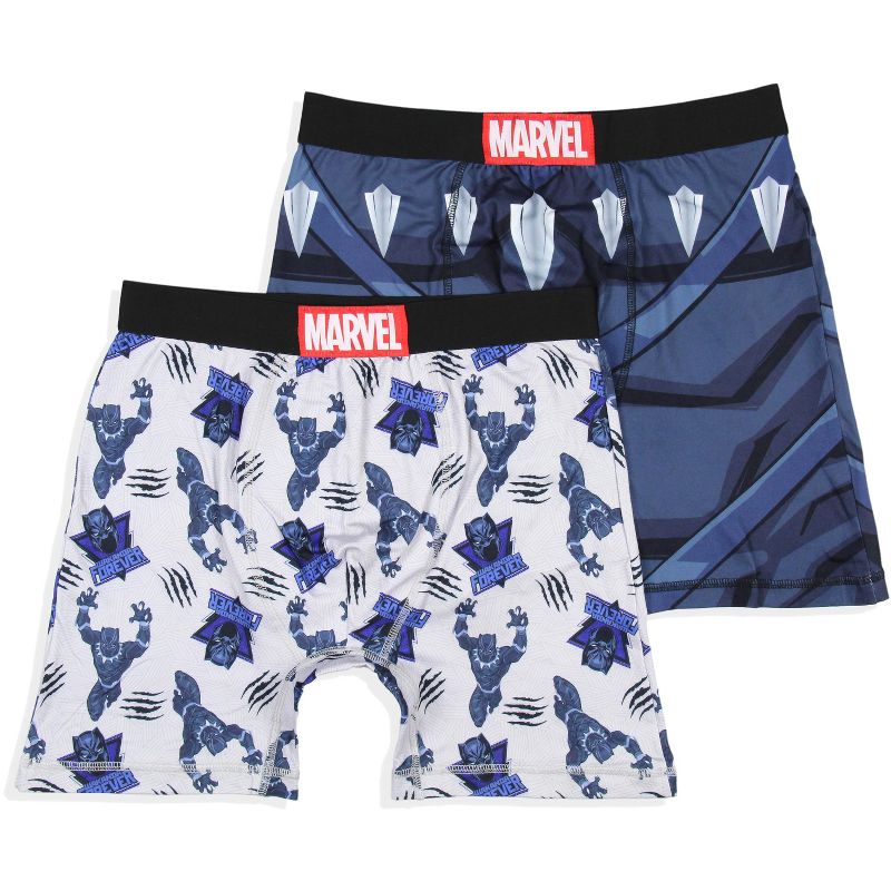 Marvel Mens' 2 Pack Black Panther Costume Boxers Underwear Boxer Briefs Blue, 1 of 5