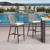PURPLE LEAF Patio Sunbrella Bar Stools Set of 2 Handwoven Wicker Bar Height Stool Modern Aluminum Outdoor Wicker Barstools with Back and Cushion - 2 of 4