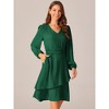 Seta T Women's Long Sleeve V Neck High Waist Layered Swing Casual Dress with Pockets - 2 of 4