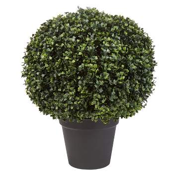 Nature Spring Realistic Plastic Faux Boxwood Topiary Arrangement for Indoor or Outdoor Use - Green
