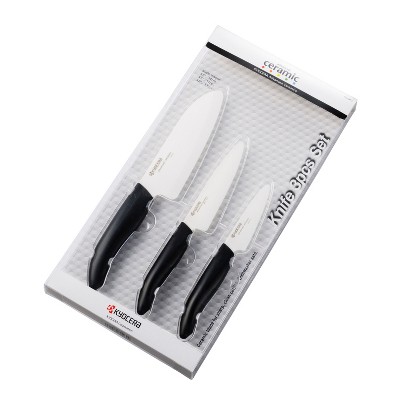 Kyocera Revolution Ceramic 3 Piece Knife Set with Black Handles