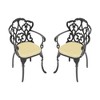 Grungis Aluminum Outdoor Chairs Set of 2,Patio Dining Chairs with Beige Cushion and Black Frame,Kitchen Chairs for Dining Room,Patio,Black - 2 of 4