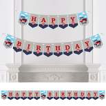 Big Dot of Happiness Fired Up Fire Truck - Firefighter Firetruck Birthday Party Bunting Banner - Birthday Party Decorations - Happy Birthday