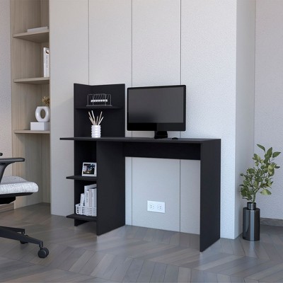NicBex Home Office Desk 17.7" L Modern Writing Desk with 4-Layer Open Storage Shelf and Wooden Desktop for Office, Study, Living Room