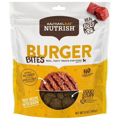 Rachael Ray Nutrish Burger Bites Dog Treats Beef Burger with Bison Recipe 12oz