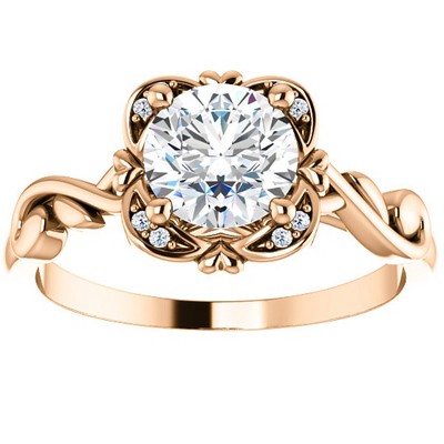 Pompeii3 1ct Solitaire Diamond Round Antique Engagement Ring Lab Created Rose Gold