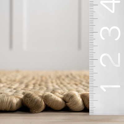 Handmade Natural Jute Square Area Rug, 6' x 6'