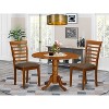 Medieval Kitchen Table Set - Round Drop Leaf Dinette Set with 4 Chairs - Asian Hardwood Dining Room Furniture - 2 of 4
