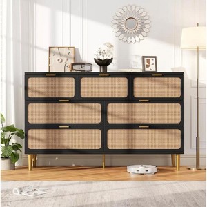 GAOMON 7-Rattan Drawer Tall Dresser with Deep Drawers & Wide Top,Multi-Room Storage for Bedroom, Living Room, Hallway, Nursery - 1 of 4