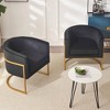 Upholstered Velvet Accent Chair with Gold Metal Bracket, Medieval-Inspired Lounge Chair with Curved Backrest for Living Room, Office - 2 of 4