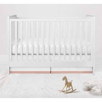 Bacati - White with band on bottom Crib/Toddler Bed Skirt - Coral