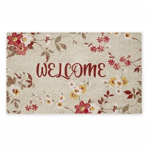 Stupell Industries Welcome with Fall Blossoms Printed Outdoor Door Mat, design by Andrea Jasid Grassi, 18"x30" - 1 of 4