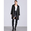 Allegra K Women's Faux Leather Button Up Collar Classic Winter Mid Long Coat - 4 of 4
