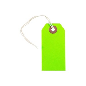 JAM Paper Gift Tags with String Small 3 1/4 x 1 5/8 Neon Green 10/Pack 91931042 - 1 of 1