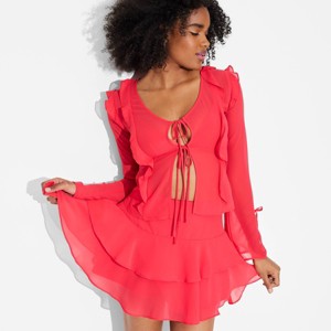 Women's Tiered Chiffon Mini A-Line Skirt - Wild Fable™ Red - 1 of 3
